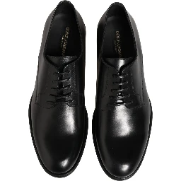 Black Calfskin Leather Derby Men Dress Shoes