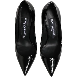 Black Calf Leather Stiletto Heels Pumps Shoes