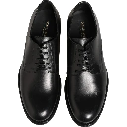 Black Calfskin Leather Derby Men Dress Shoes