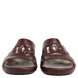 Maroon Leather Cutout DG Logo Sandals Shoes
