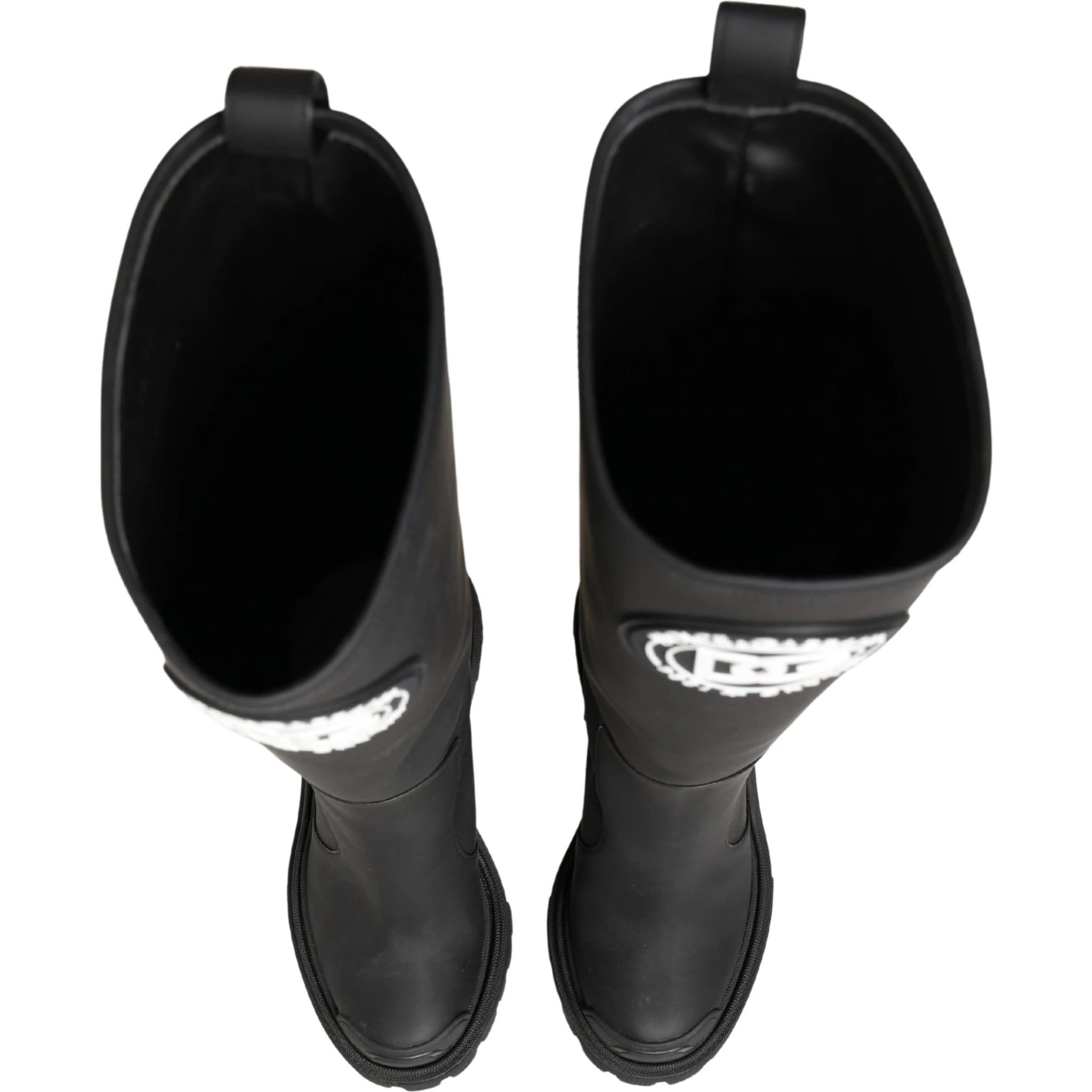 Black Rubberised Leather High Boots Shoes