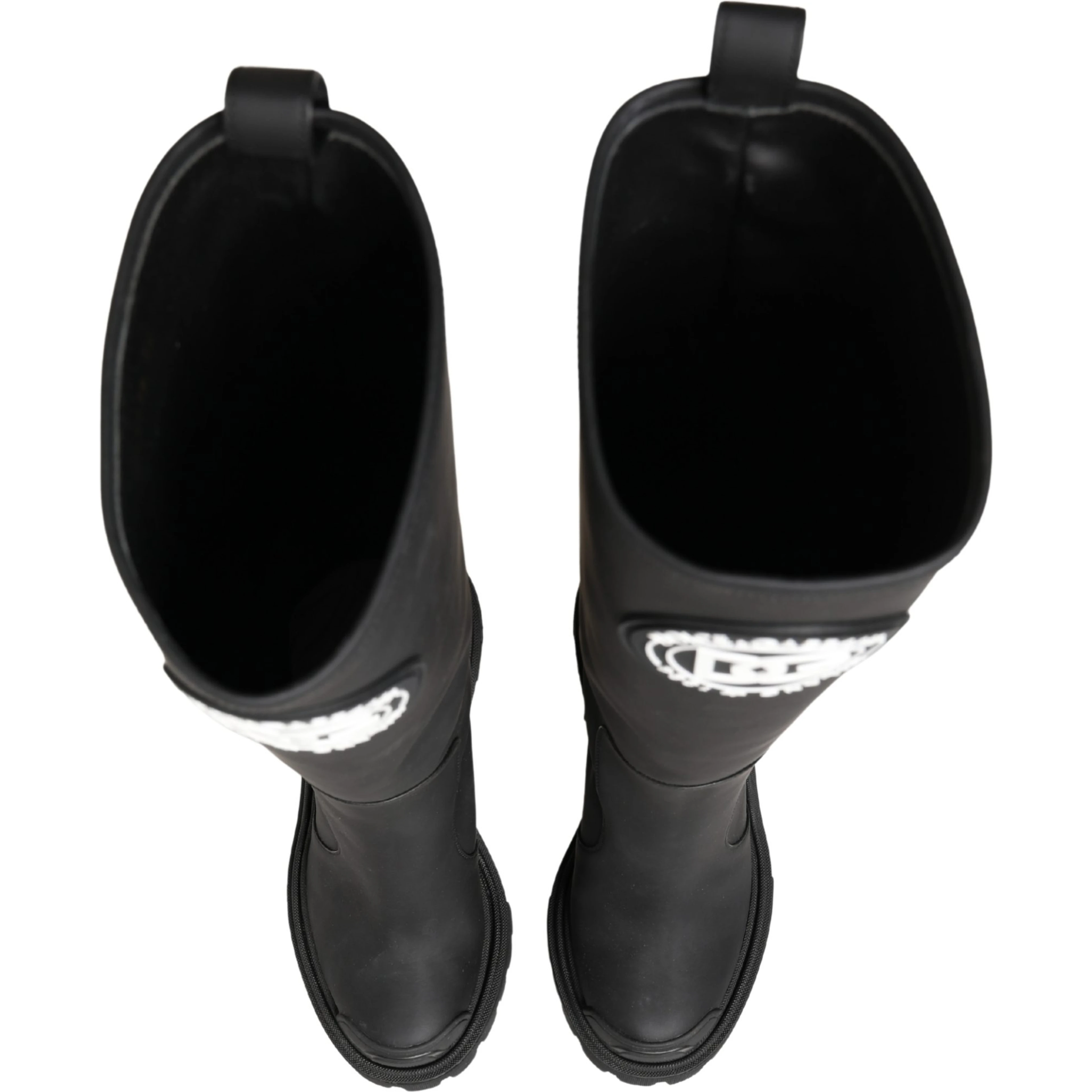 Black Rubberised Leather High Boots Shoes