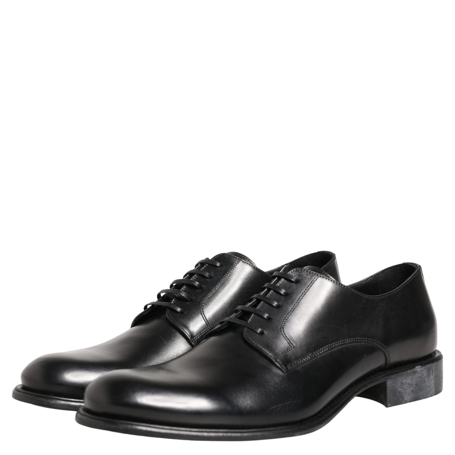 Black Calfskin Leather Derby Men Dress Shoes