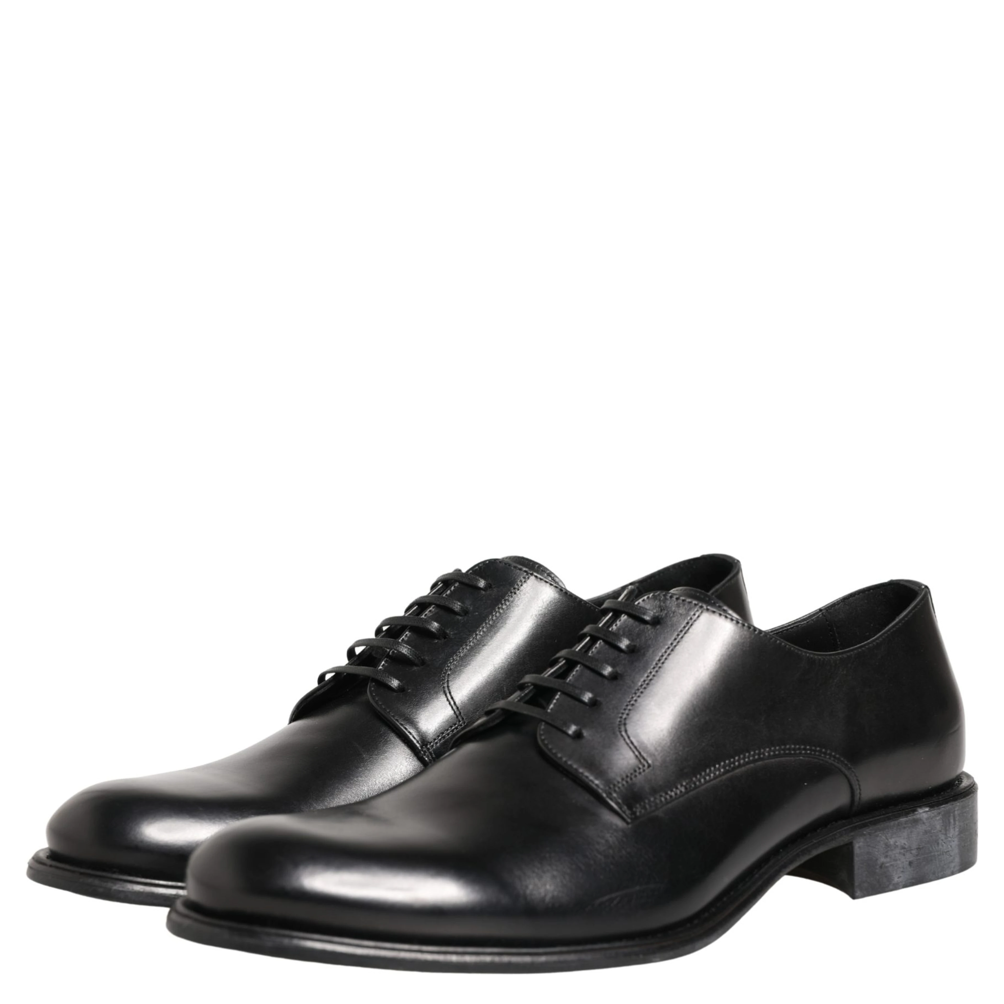 Black Calfskin Leather Derby Men Dress Shoes