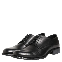 Black Calfskin Leather Derby Men Dress Shoes