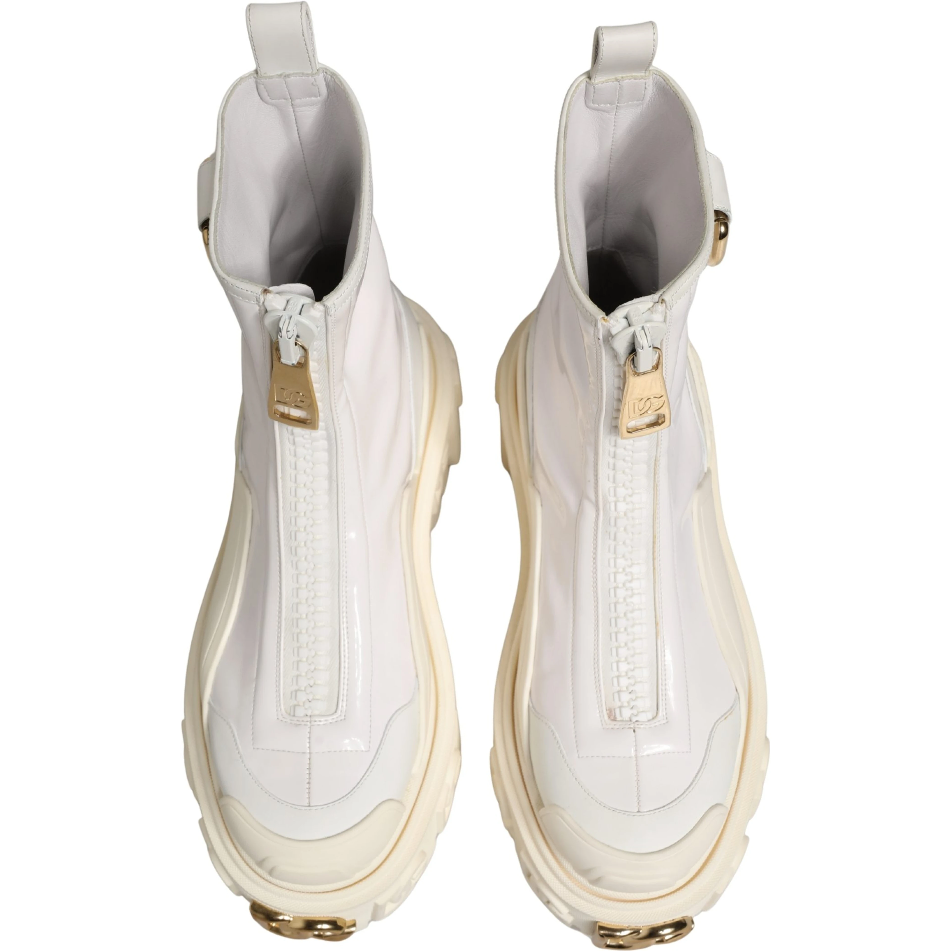 White Leather Rubber Logo Ankle Boots Shoes