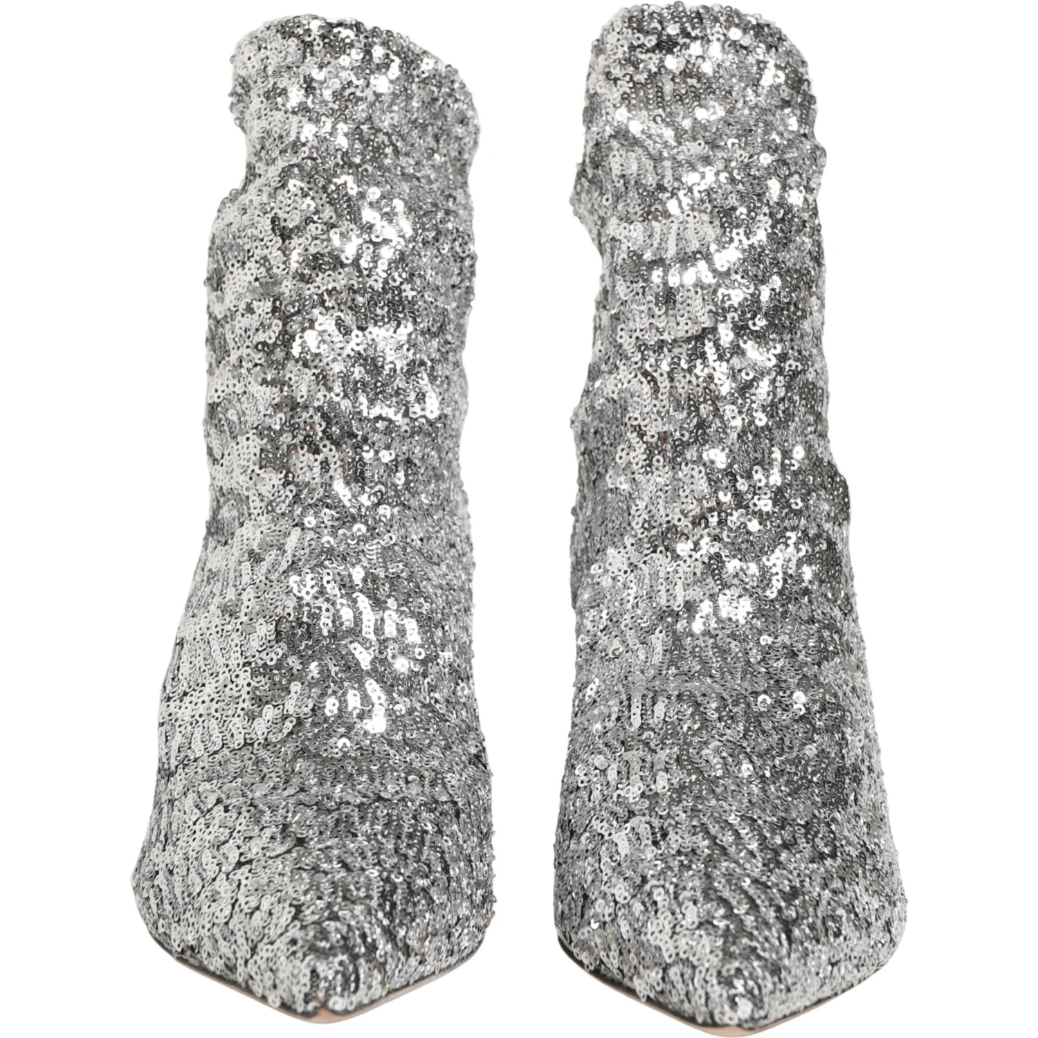 Silver Sequined Short Boots Stretch Shoes