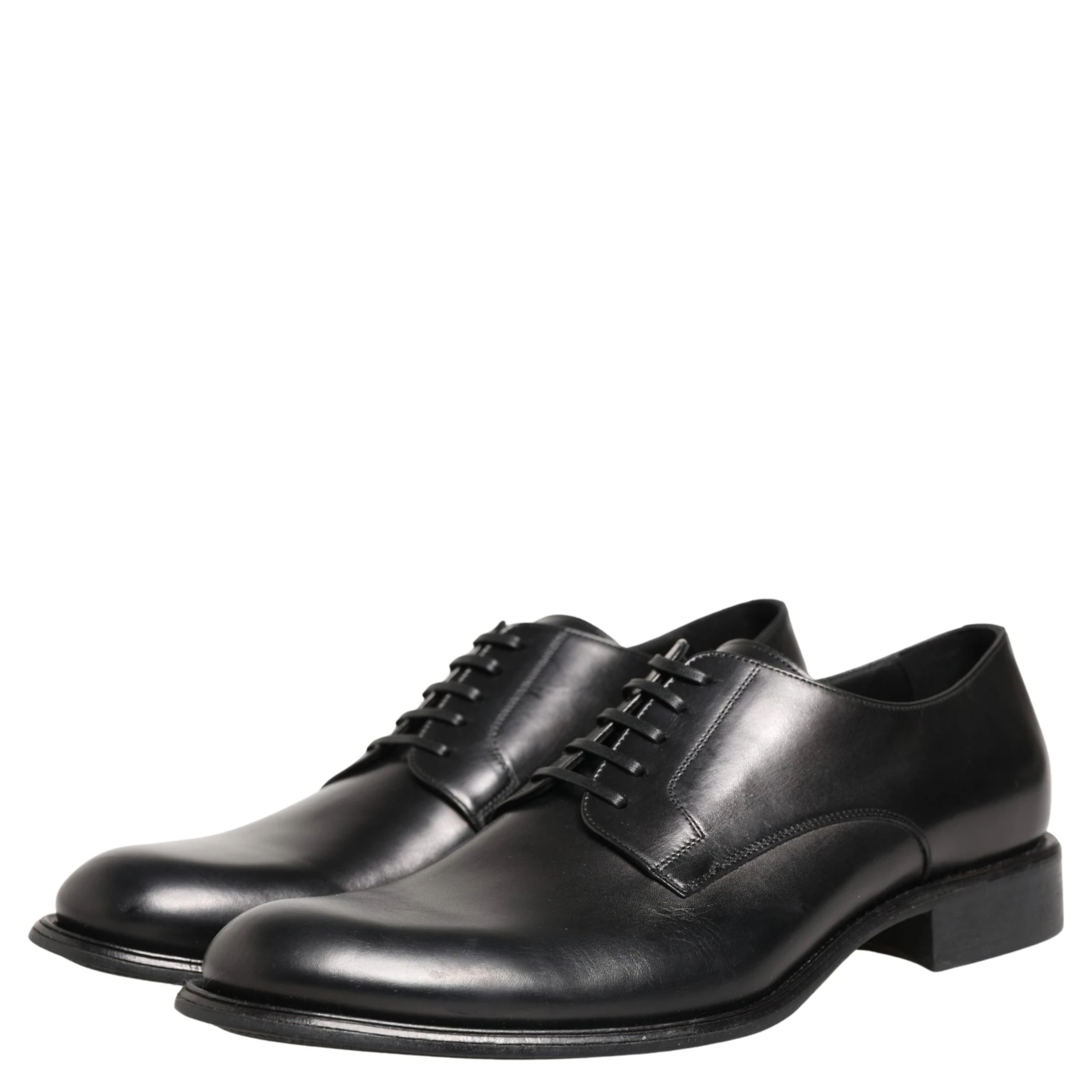 Black Calfskin Leather Derby Men Dress Shoes