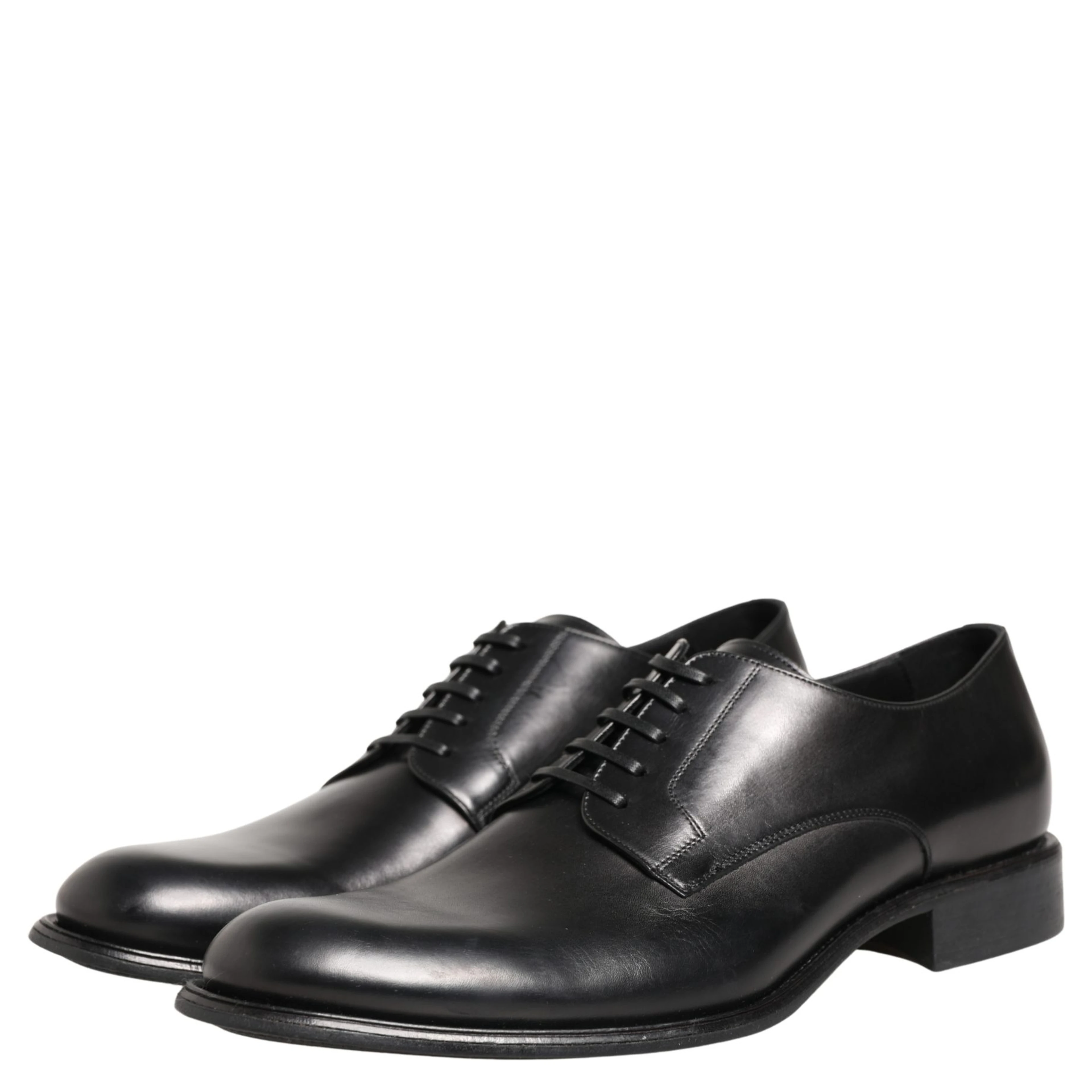 Black Calfskin Leather Derby Men Dress Shoes