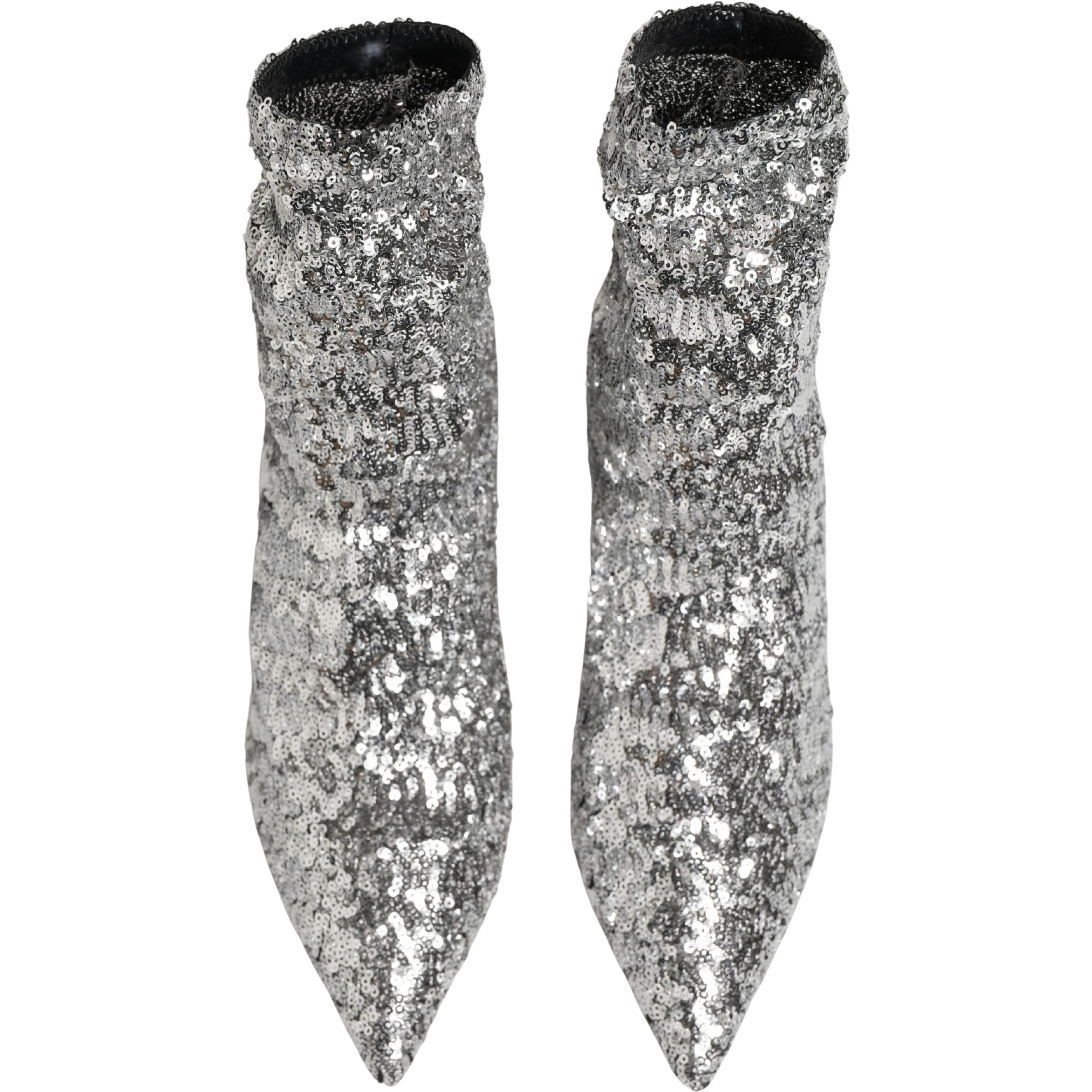 Silver Sequined Short Boots Stretch Shoes