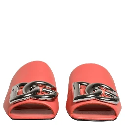 Orange DG Logo Leather Flats Sandals Shoes