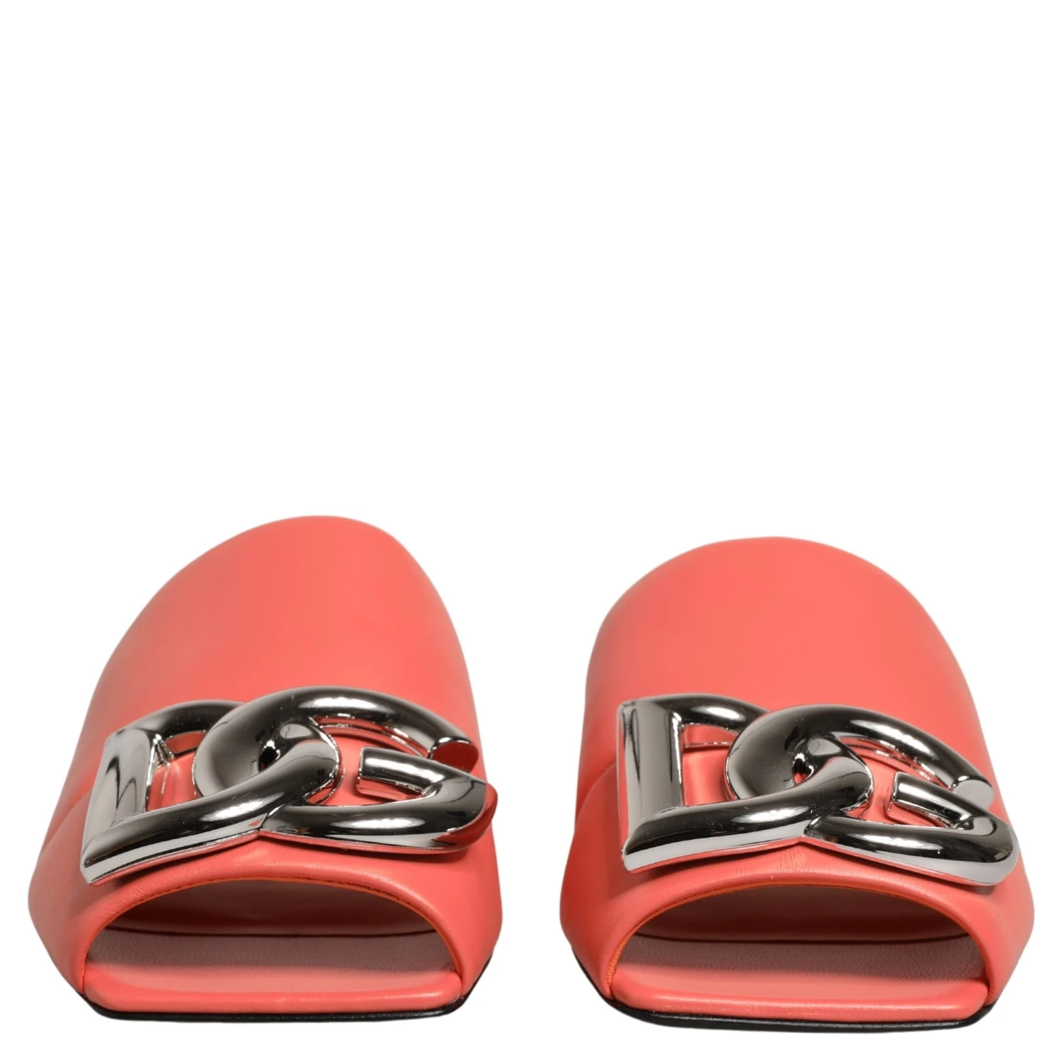 Orange DG Logo Leather Flats Sandals Shoes