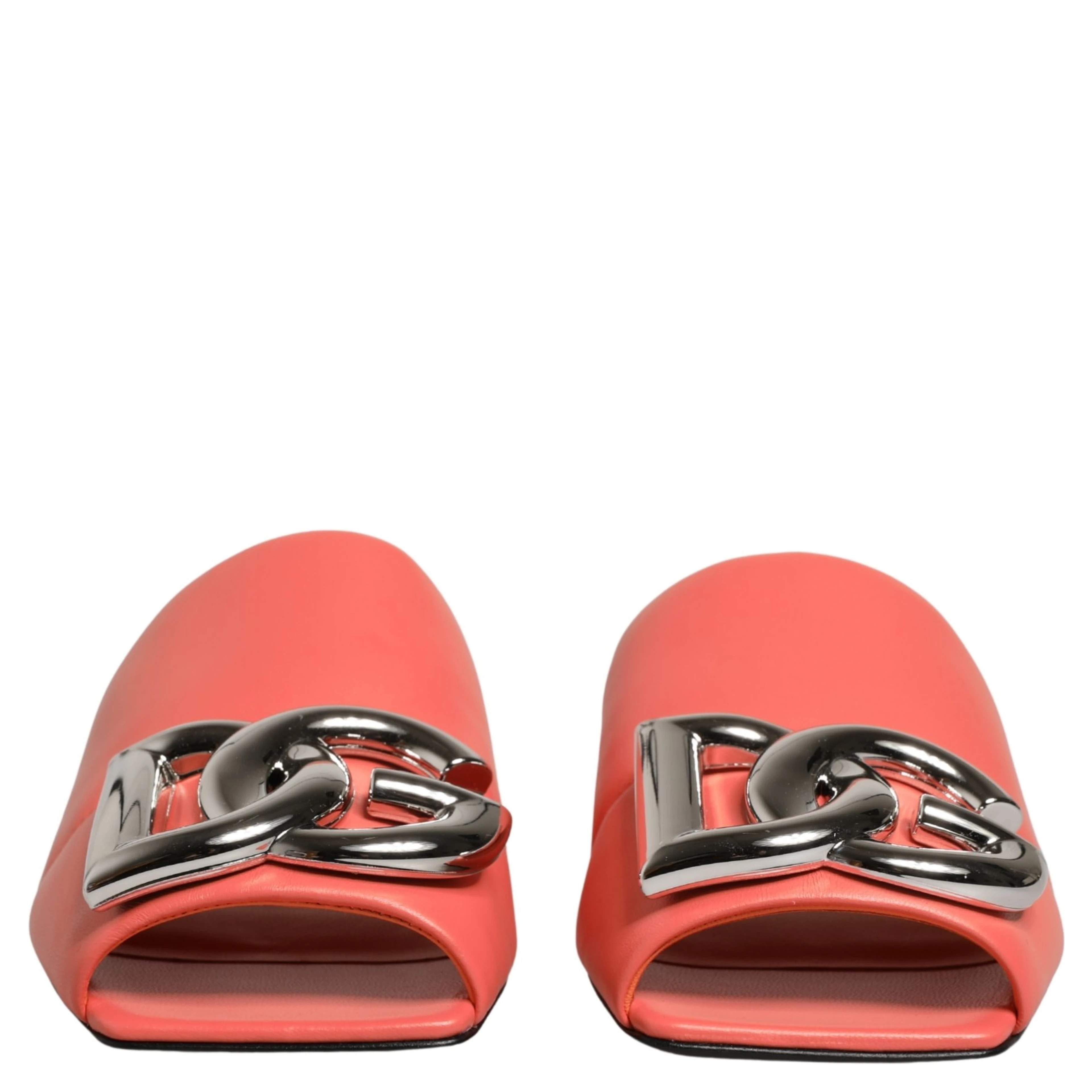Orange DG Logo Leather Flats Sandals Shoes