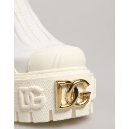 White Leather Rubber Logo Ankle Boots Shoes