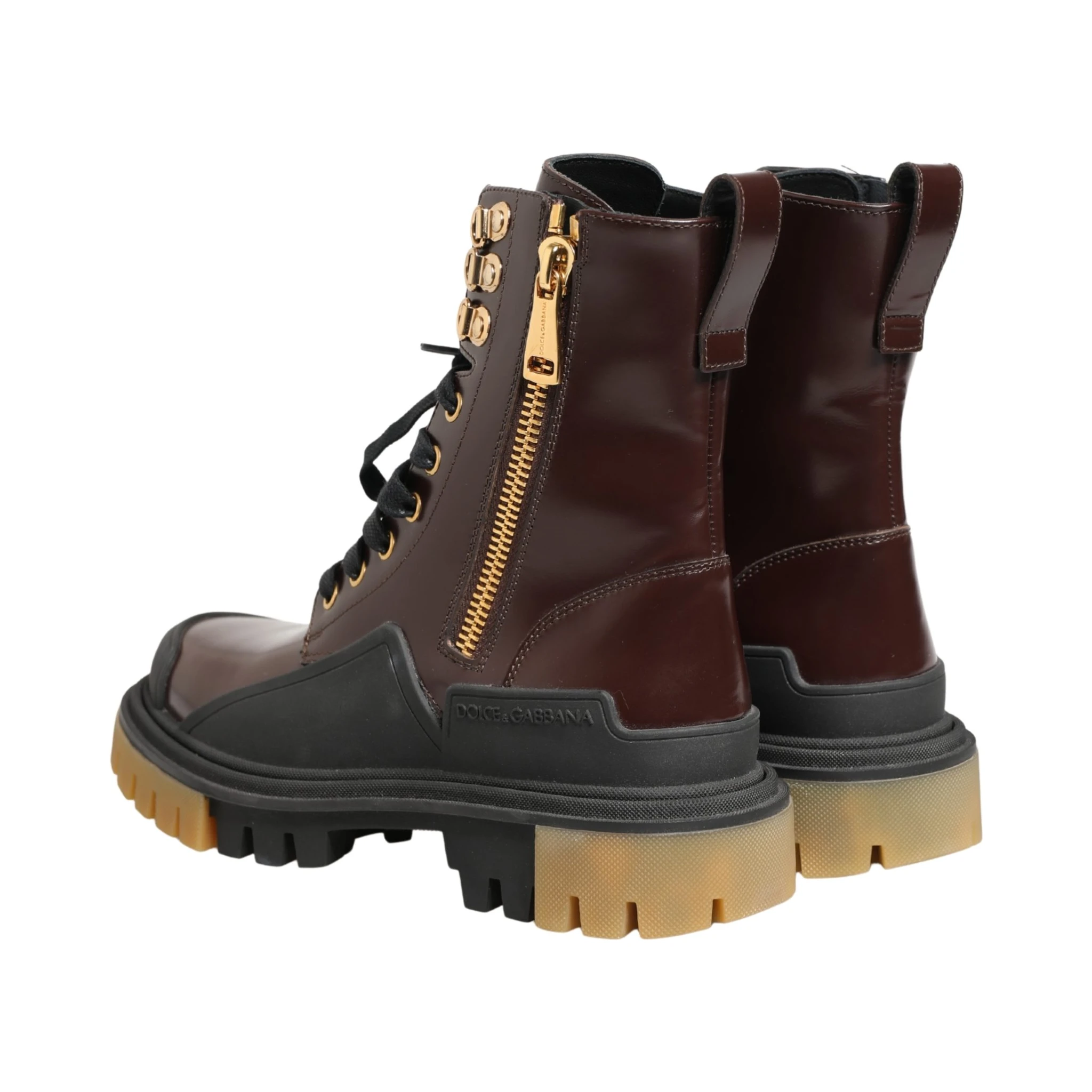 Maroon Leather Lace Up Biker Boots Shoes