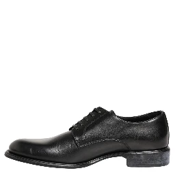Black Calfskin Leather Derby Men Dress Shoes