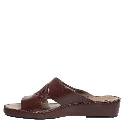 Maroon Leather Cutout DG Logo Sandals Shoes