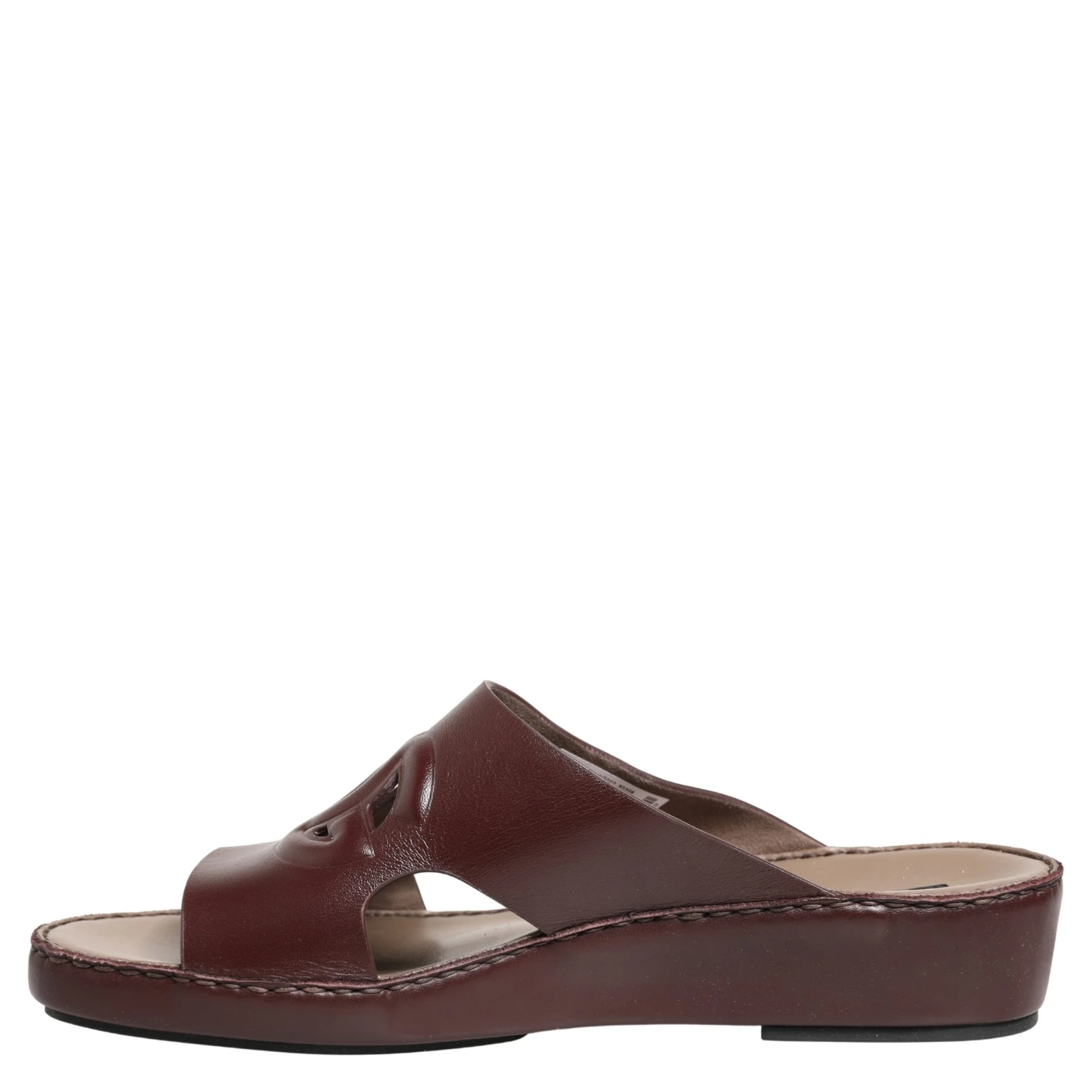 Maroon Leather Cutout DG Logo Sandals Shoes