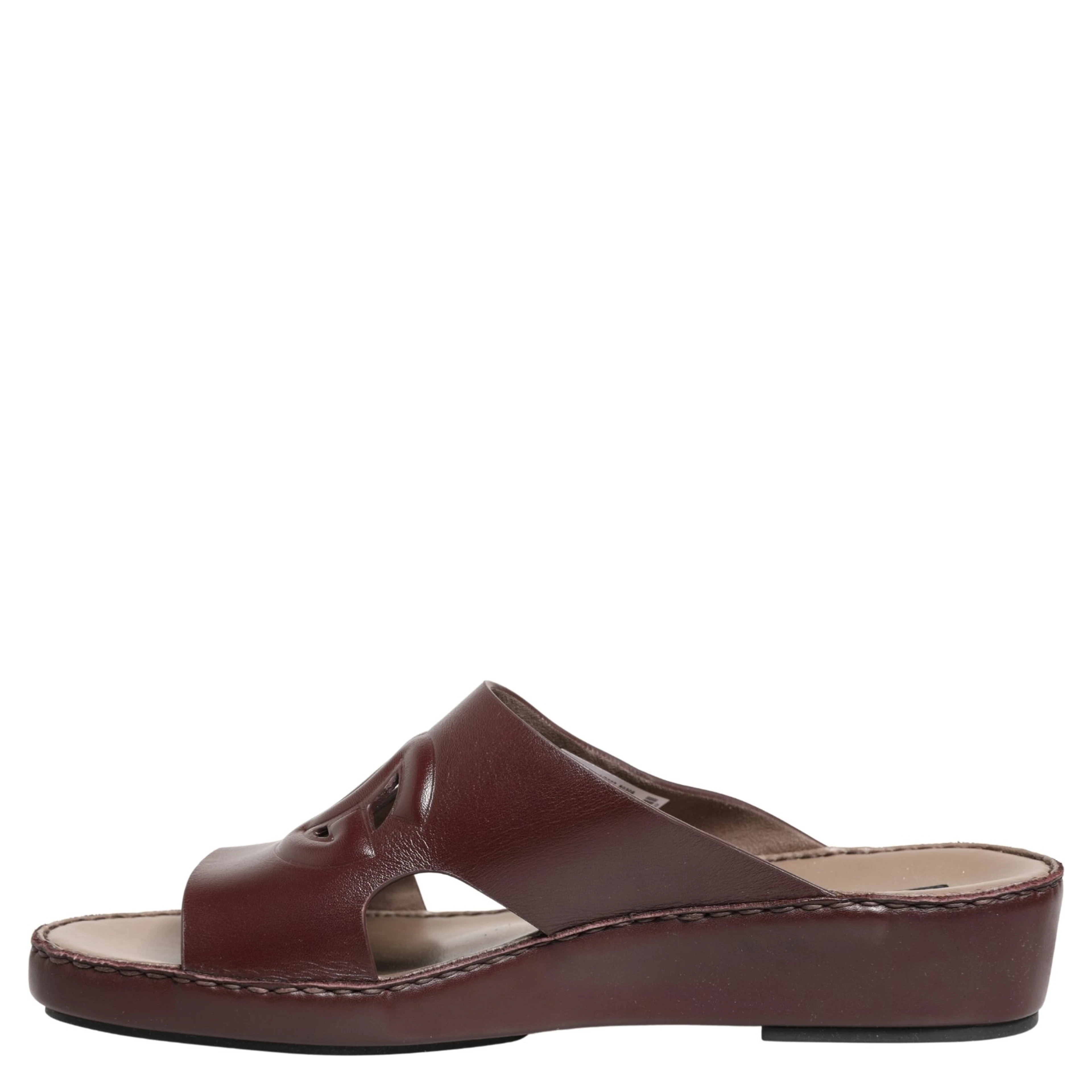 Maroon Leather Cutout DG Logo Sandals Shoes