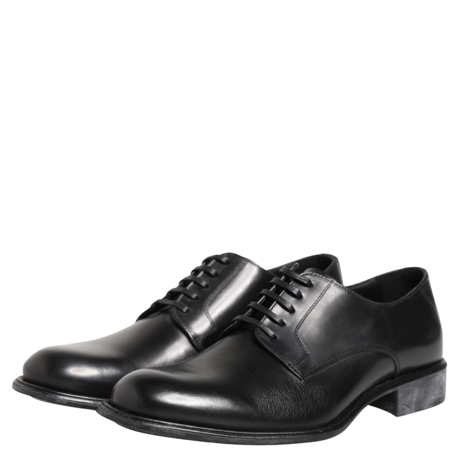 Black Calfskin Leather Derby Men Dress Shoes
