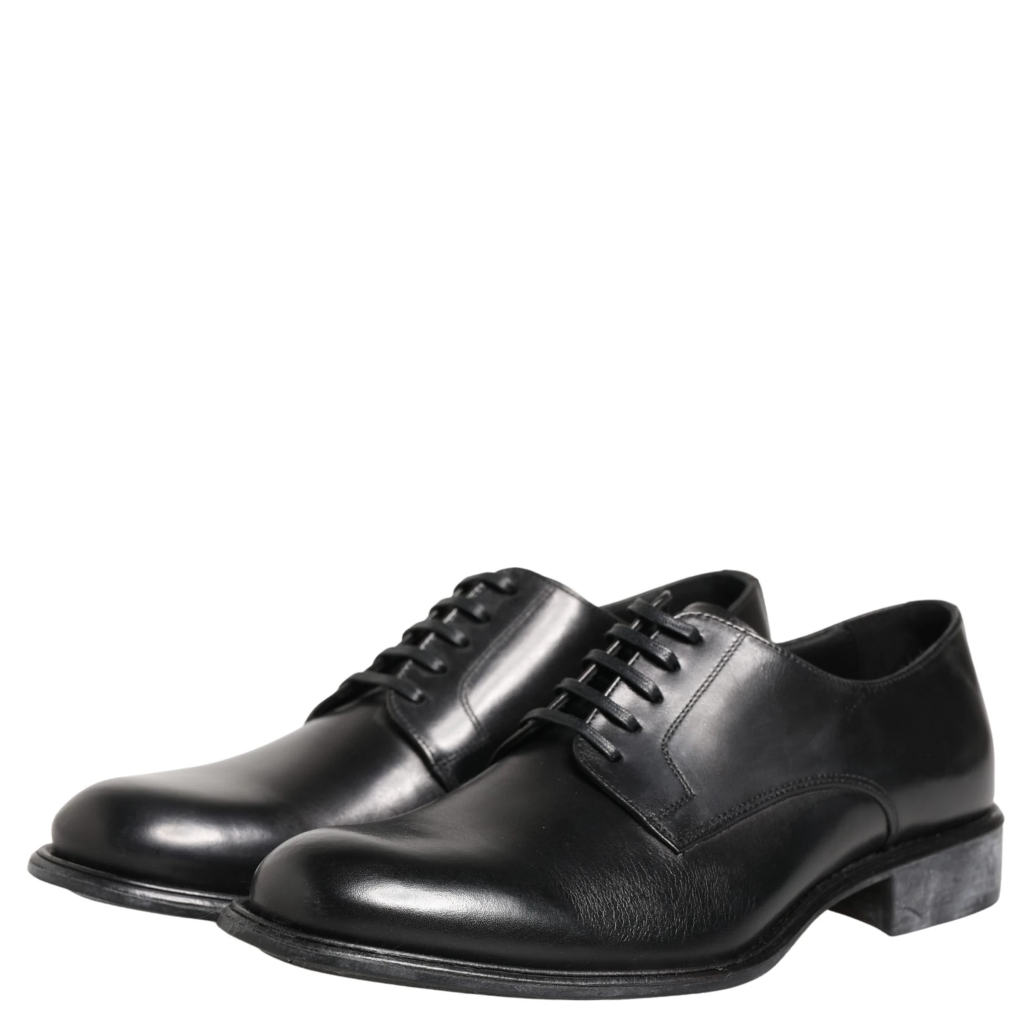 Black Calfskin Leather Derby Men Dress Shoes
