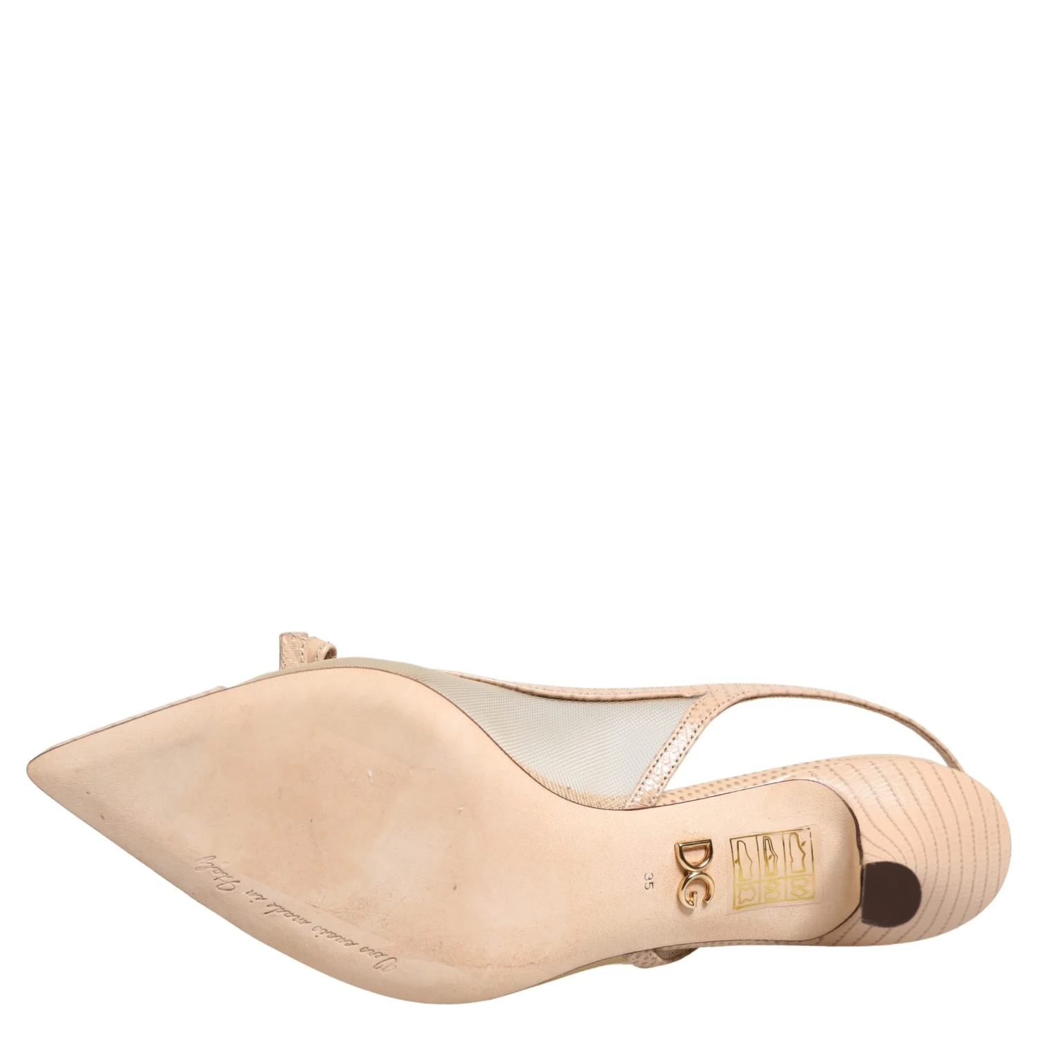 Beige Lori Mesh Leather Slingback Sandals Shoes