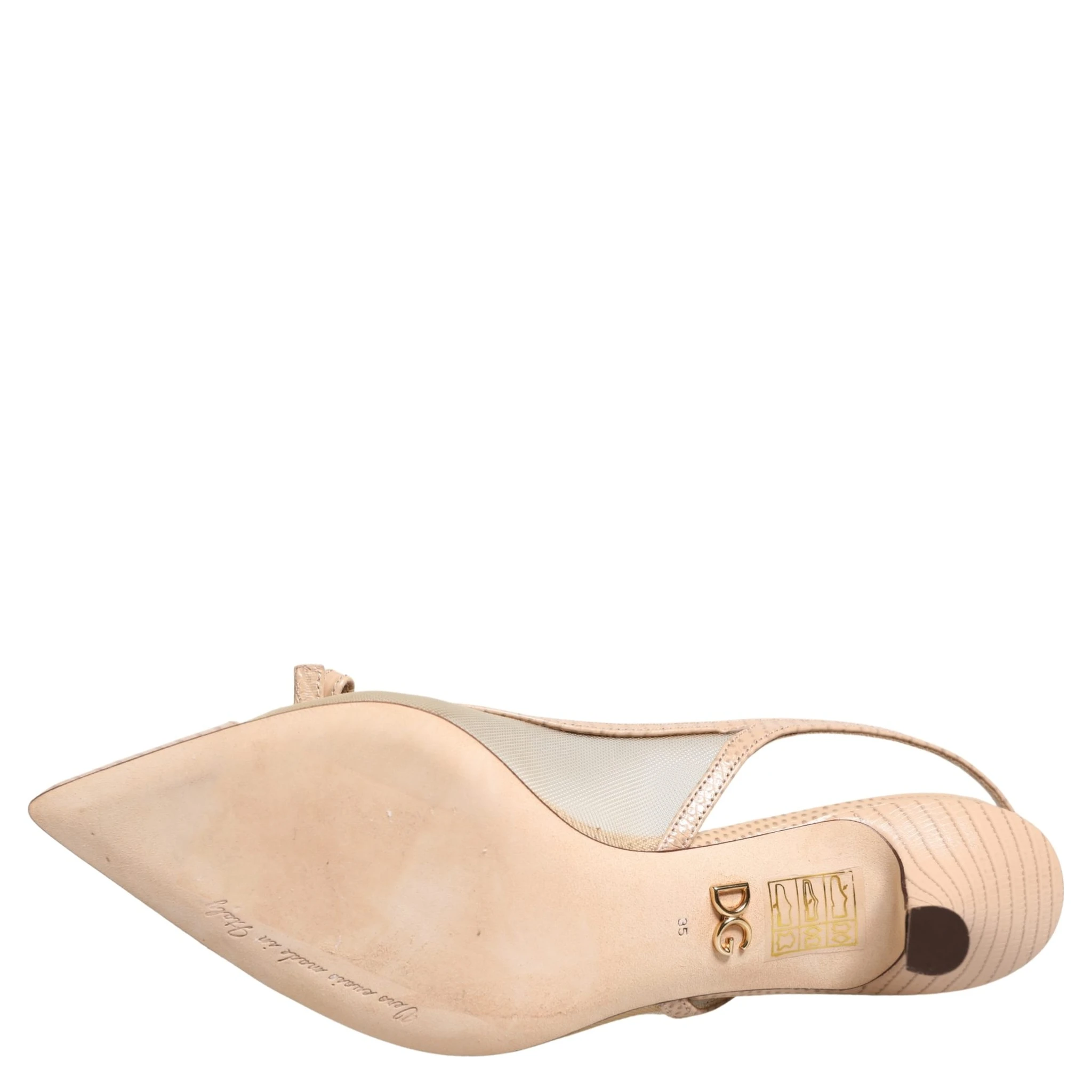 Beige Lori Mesh Leather Slingback Sandals Shoes