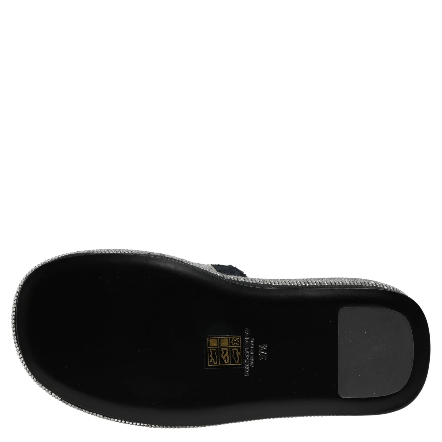 Black Crystal Embellished Platform Slides Shoes