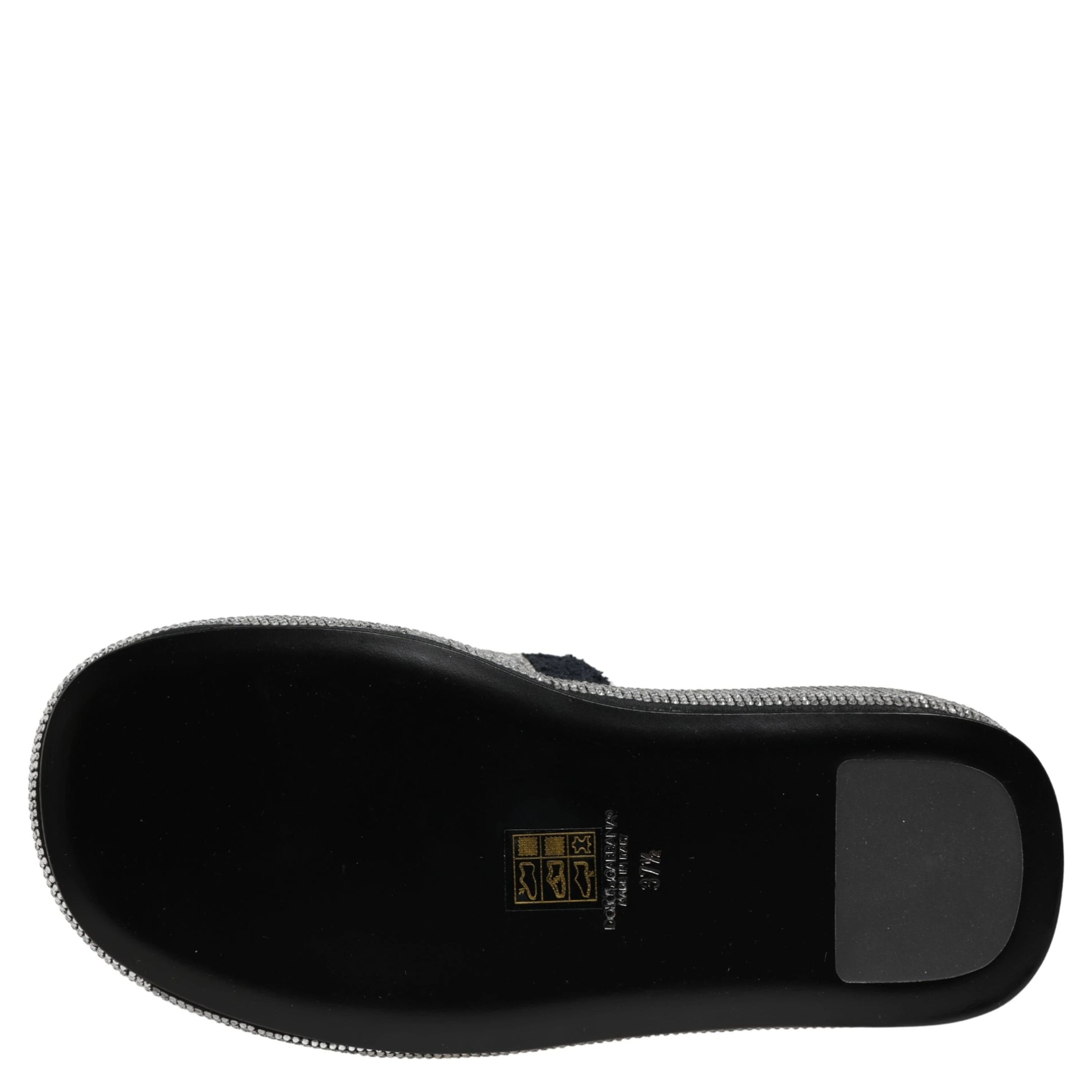 Black Crystal Embellished Platform Slides Shoes