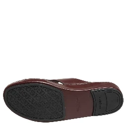 Maroon Leather Cutout DG Logo Sandals Shoes