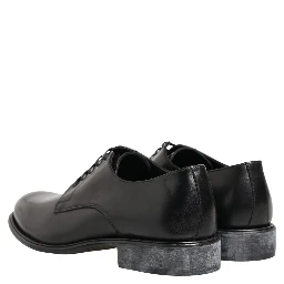 Black Calfskin Leather Derby Men Dress Shoes