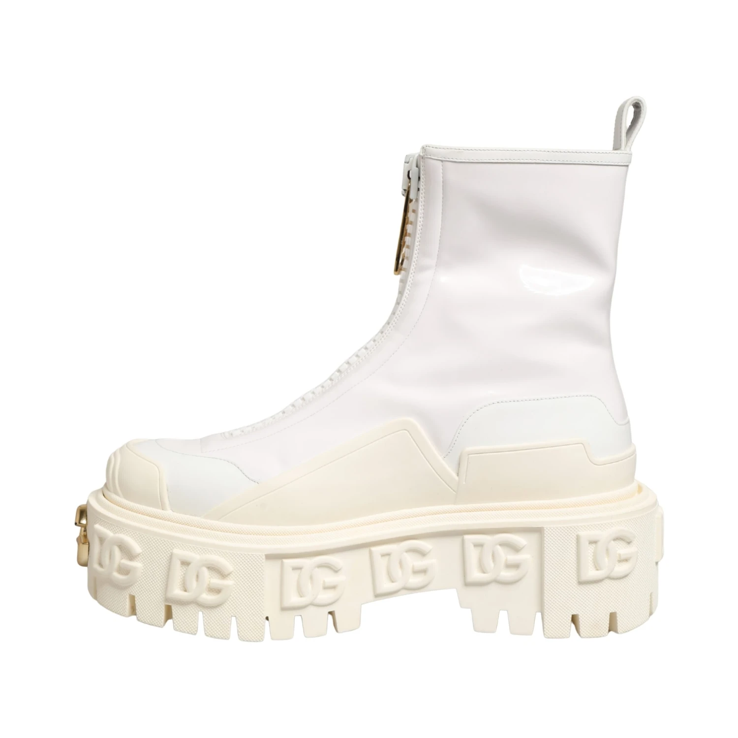 White Leather Rubber Logo Ankle Boots Shoes