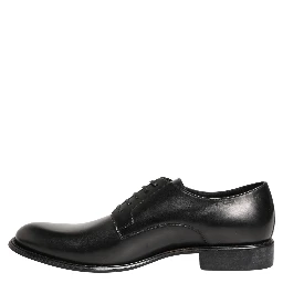 Black Calfskin Leather Derby Men Dress Shoes