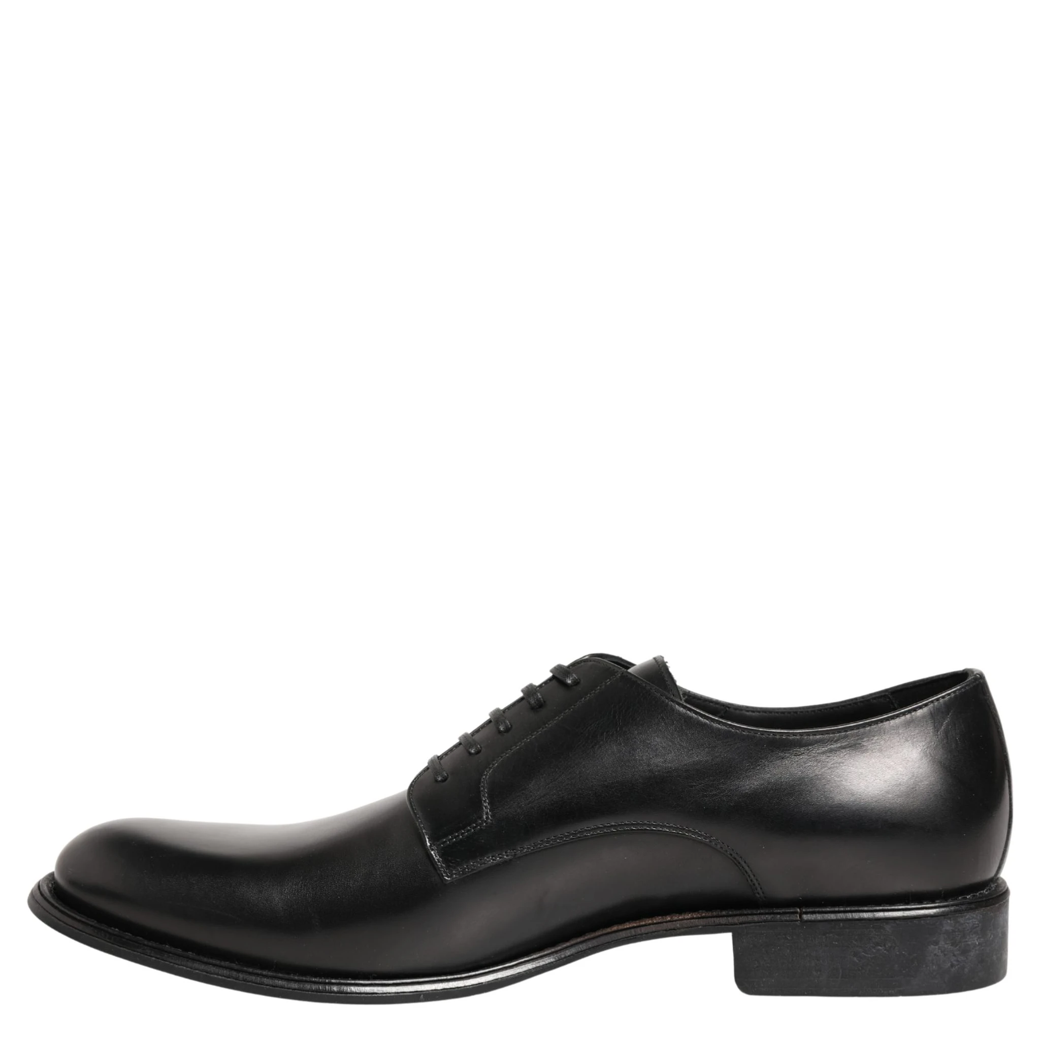 Black Calfskin Leather Derby Men Dress Shoes