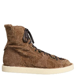 Brown Corduroy High Top Oxford Boots