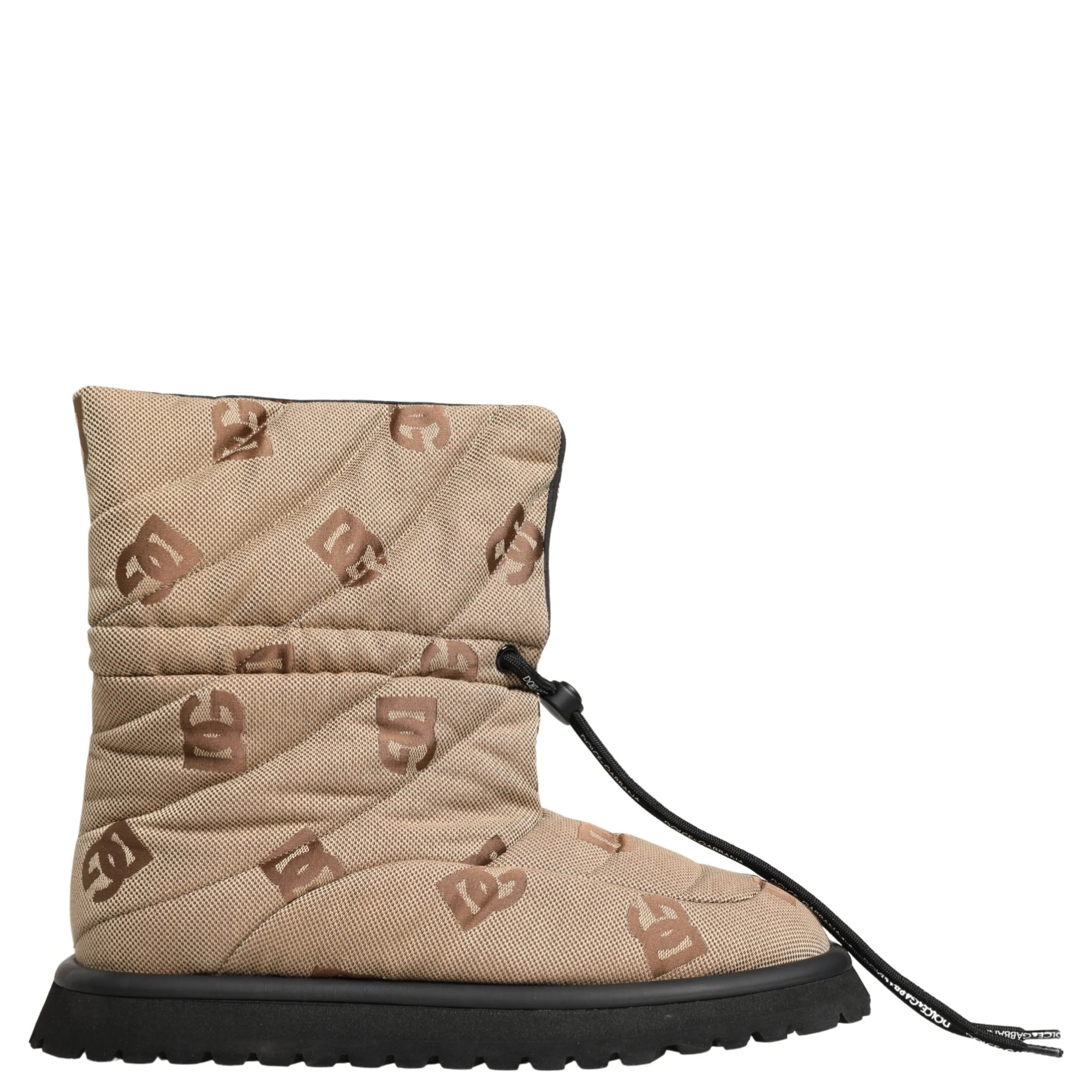Brown Logo Print Lace Up Snow Boots Shoes