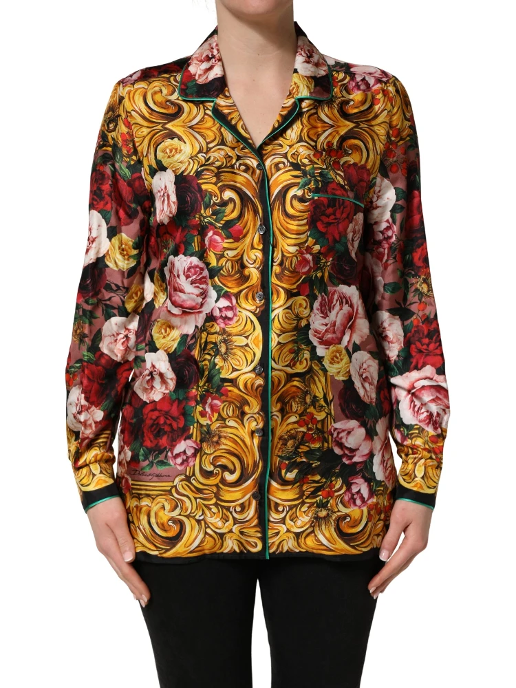 Multicolor Floral Long Sleeves Button Down Shirt Top alternative