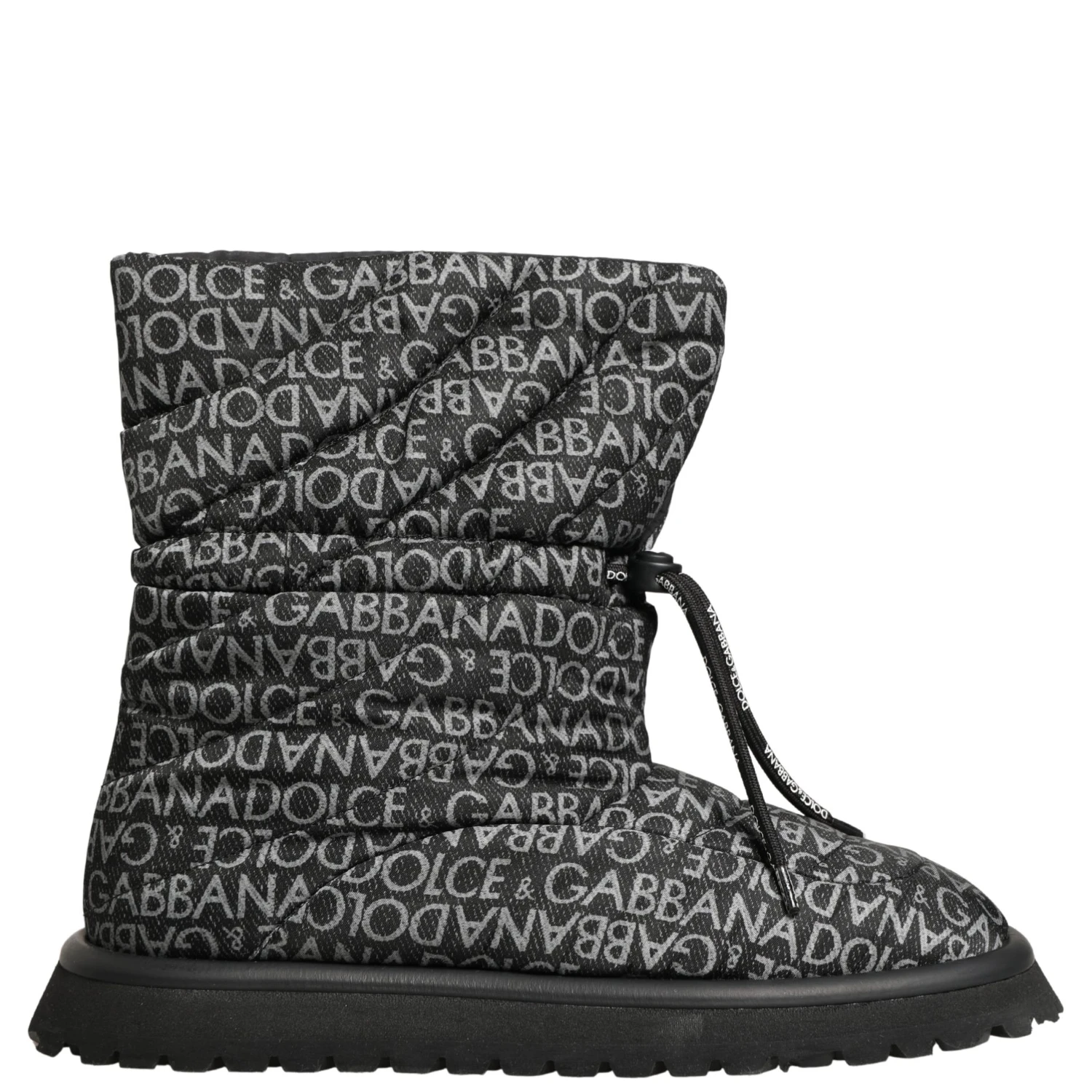 Black Logo Print Lace Up Snow Boots Shoes