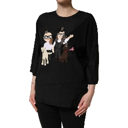 Black #dgfamily Silk Blouse Top