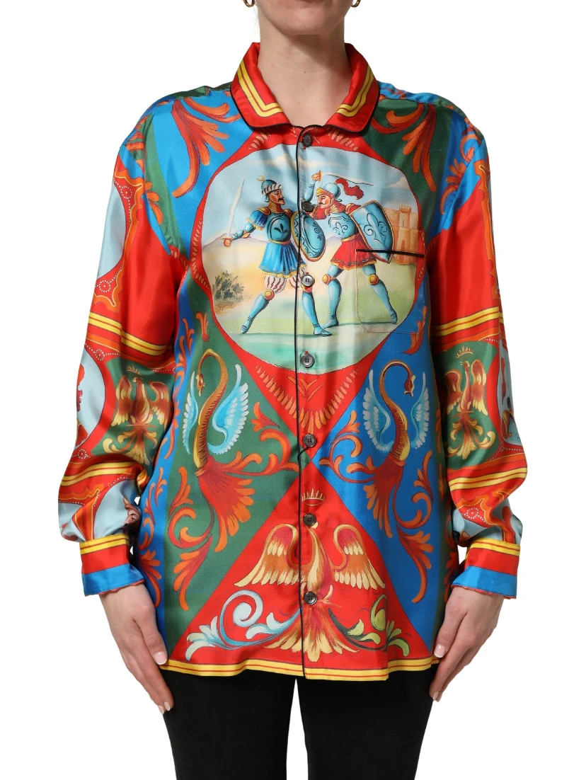 Multicolor Printed Long Sleeve Button Down Shirt Top