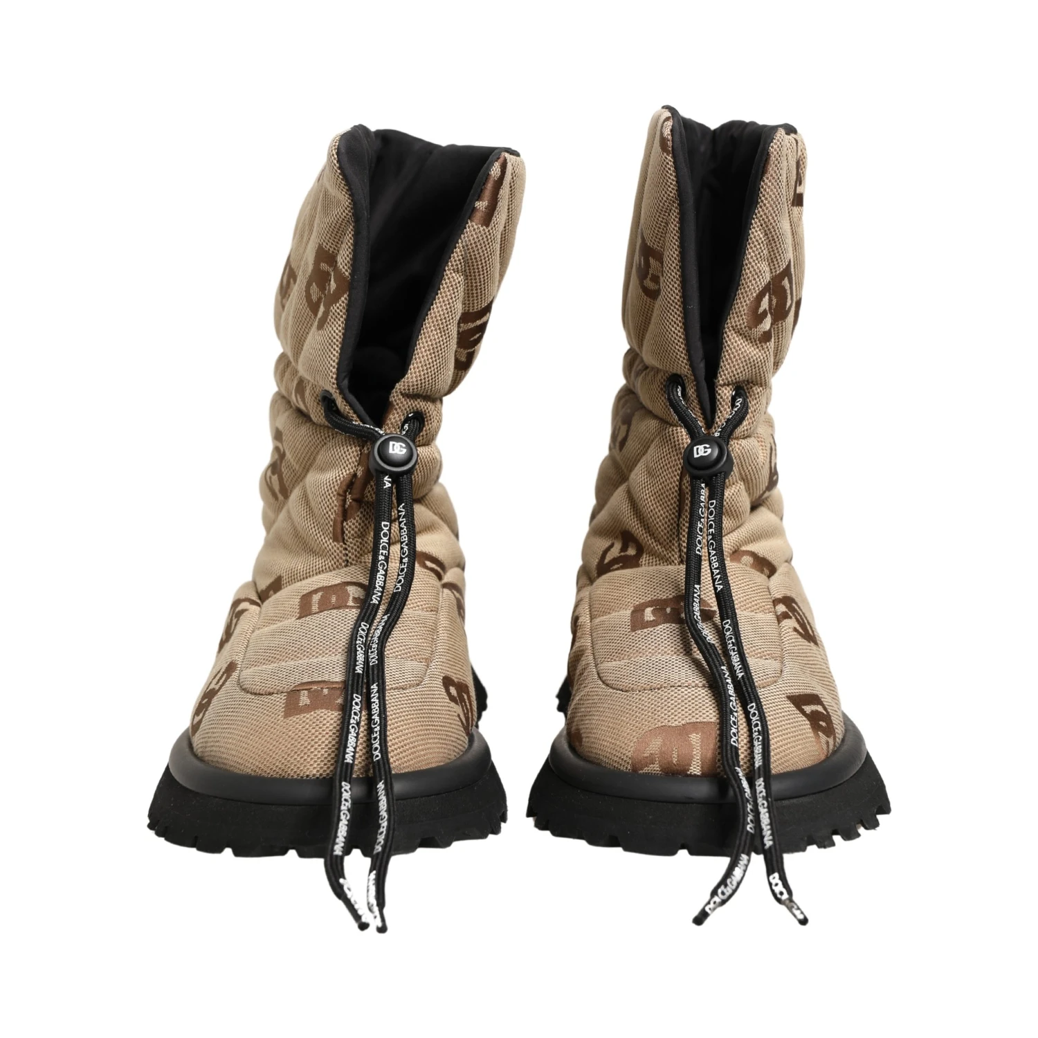 Brown Logo Print Lace Up Snow Boots Shoes