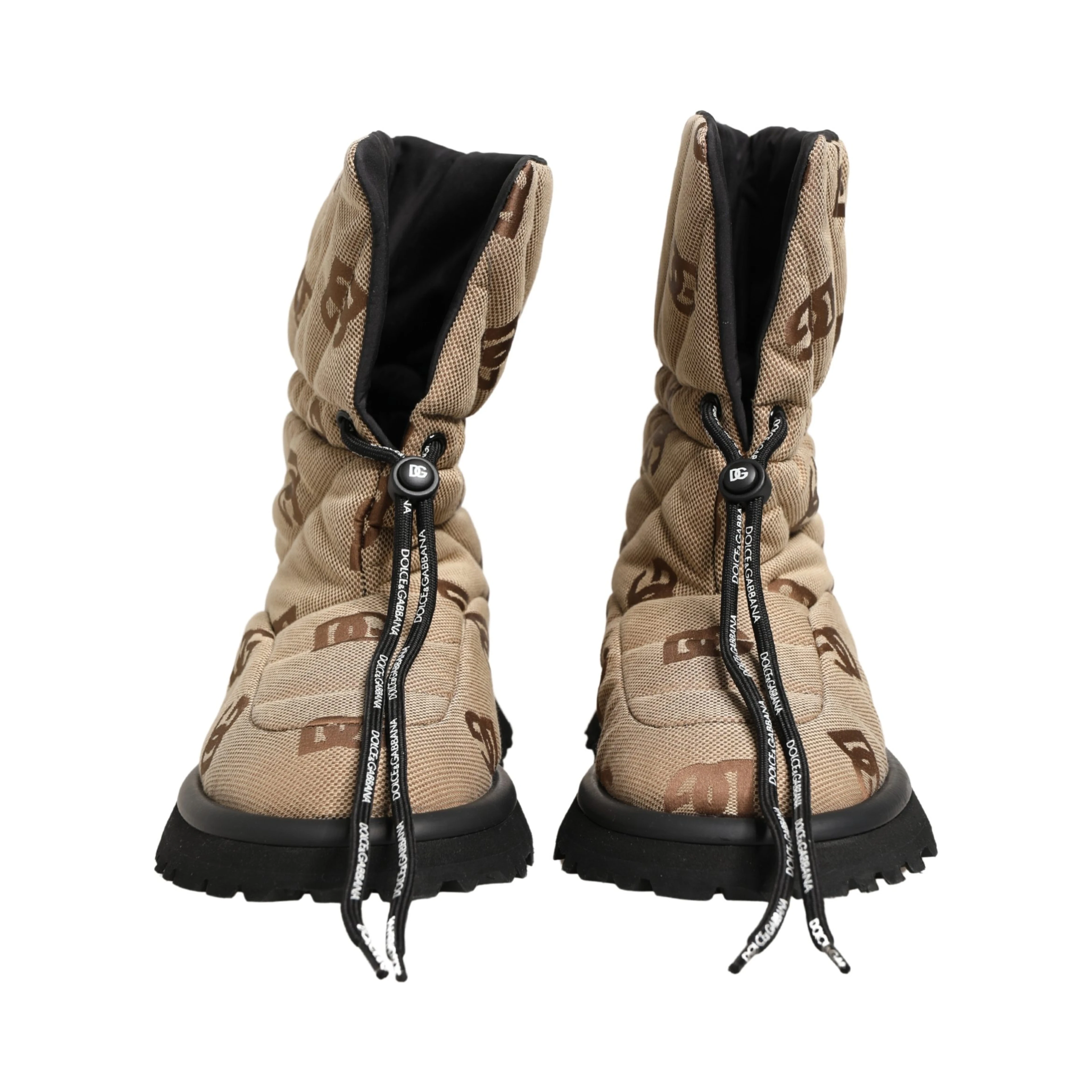 Brown Logo Print Lace Up Snow Boots Shoes