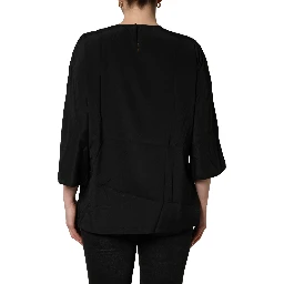 Black #dgfamily Silk Blouse Top