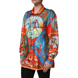 Multicolor Printed Long Sleeve Button Down Shirt Top