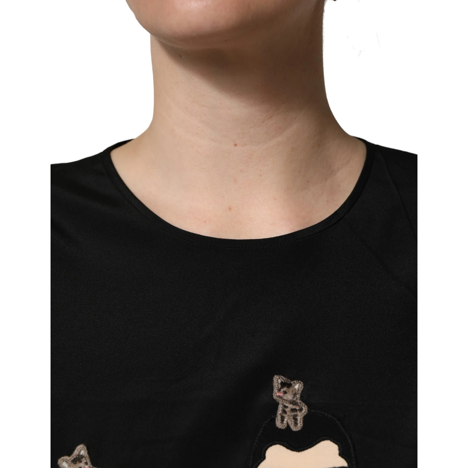 Black #dgfamily Silk Blouse Top