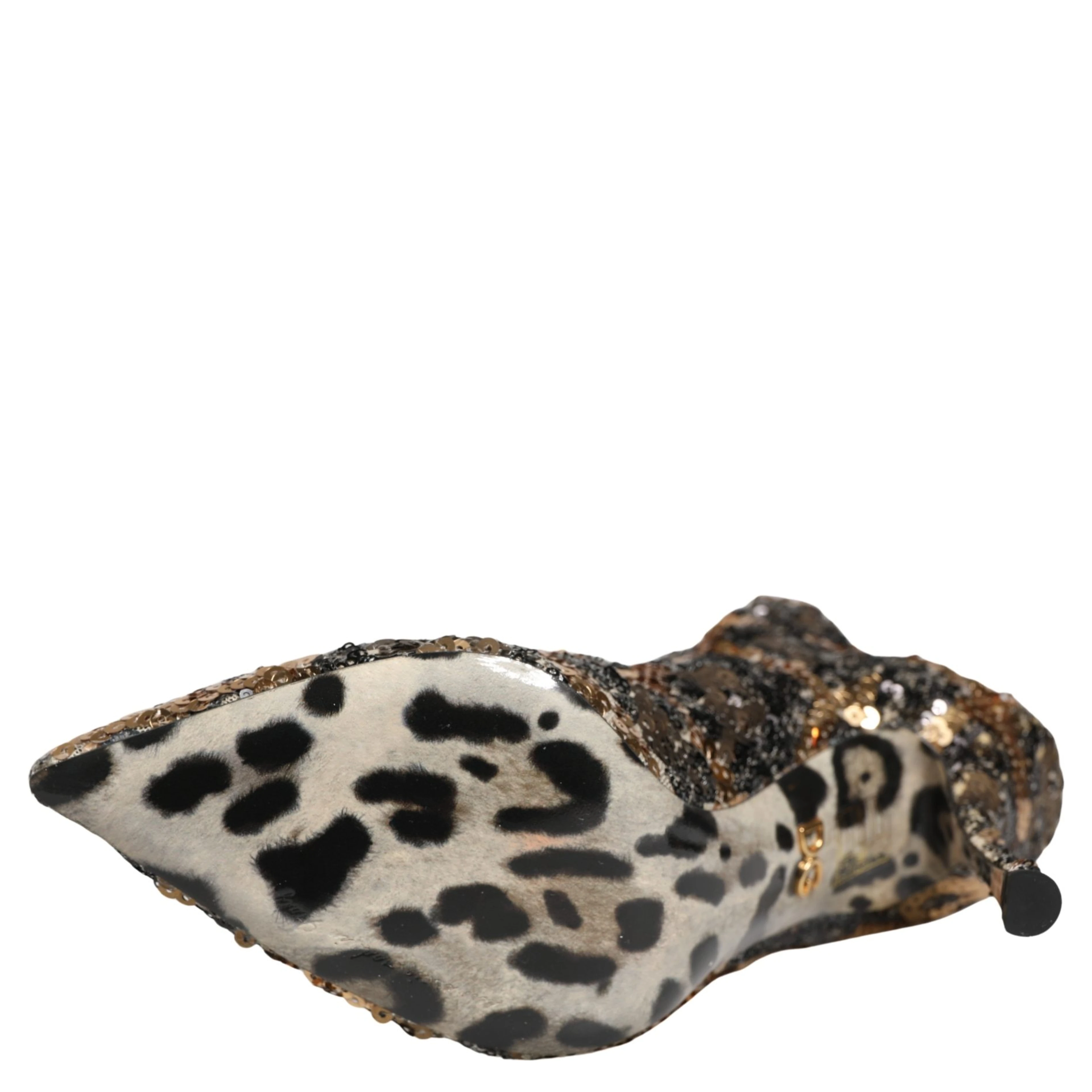 Gold Leopard Sequin Sock Ankle Boots Shoes