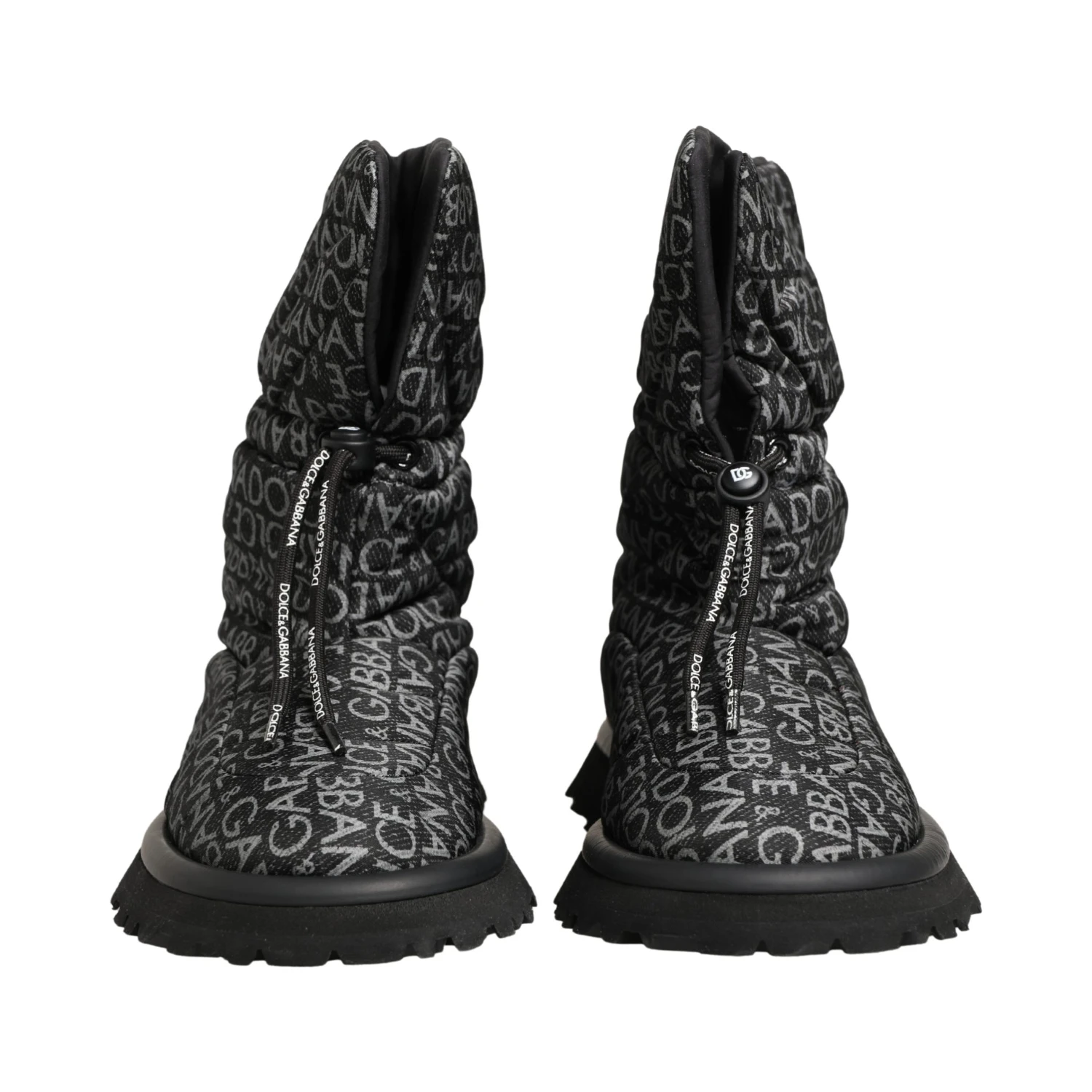 Black Logo Print Lace Up Snow Boots Shoes