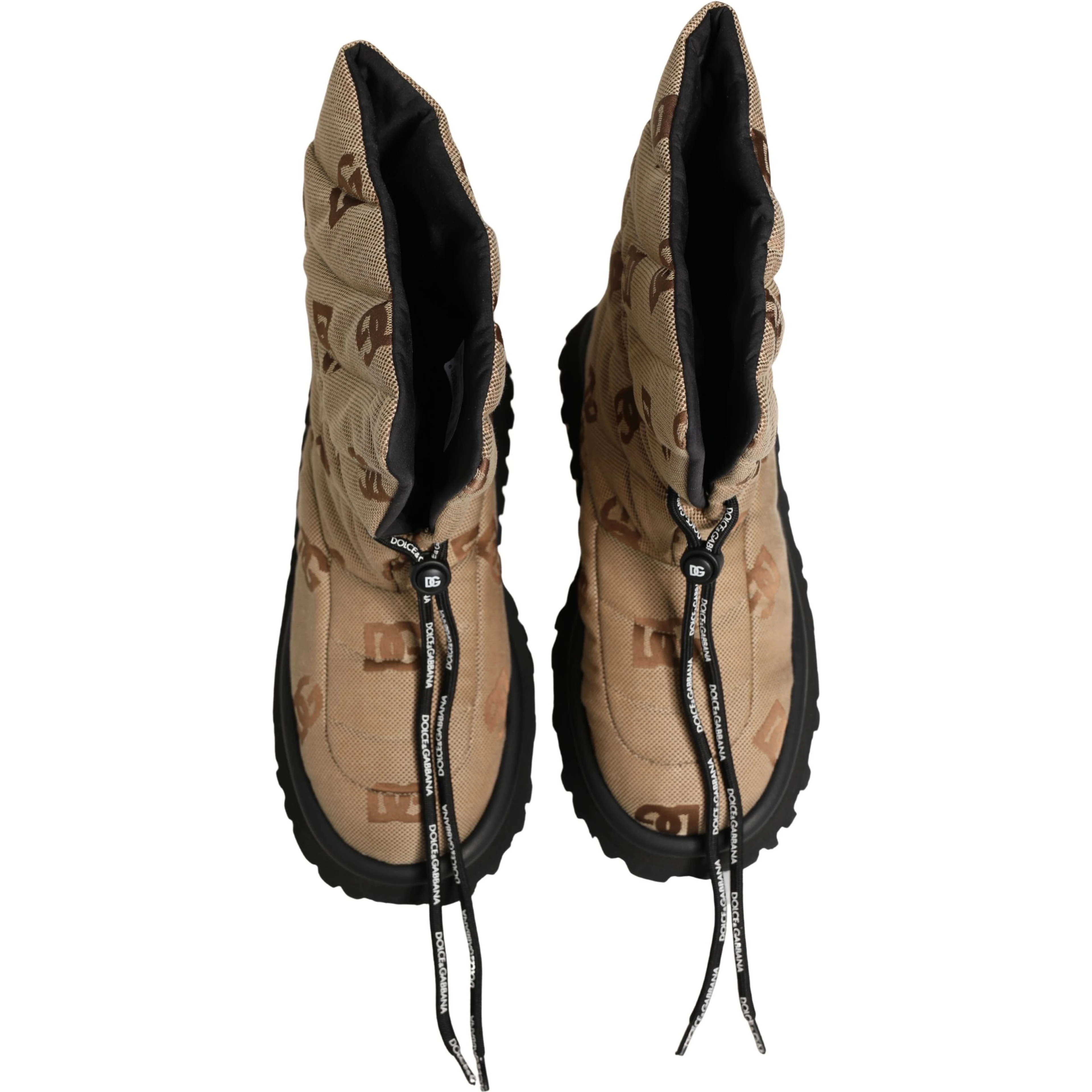 Brown Logo Print Lace Up Snow Boots Shoes