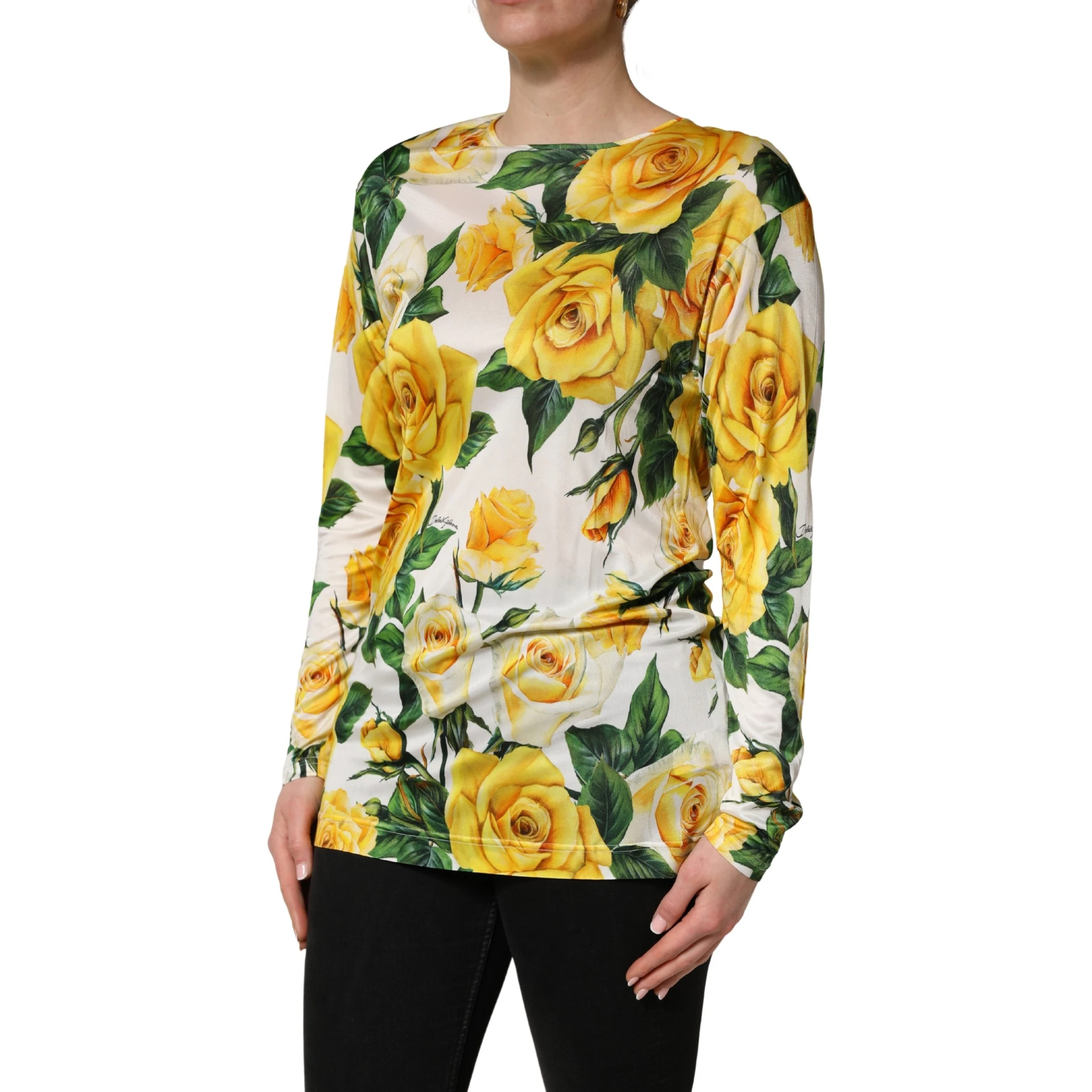 Yellow Rose Floral Long Sleeves Blouse Top