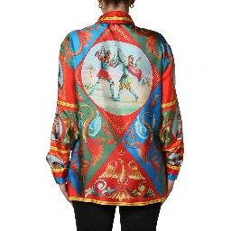 Multicolor Printed Long Sleeve Button Down Shirt Top